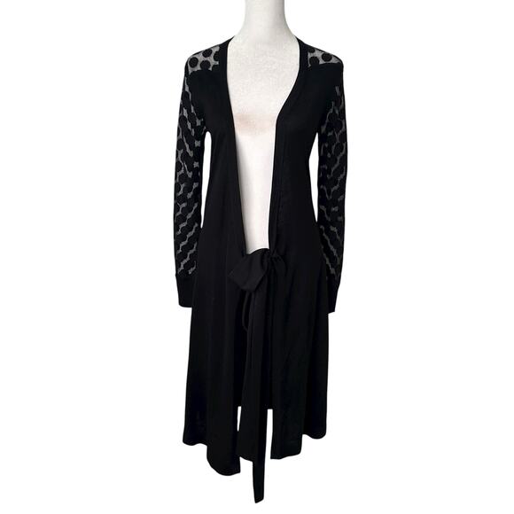 Diane Von Furstenberg black long sleeve silk knit duster robe size P - Picture 1 of 8